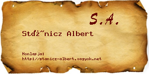 Stánicz Albert névjegykártya